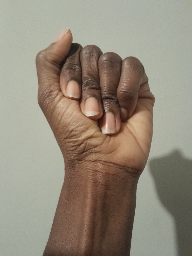 Purpose 5 hand gesture by artist Amma Gyan at Amanartis Watford