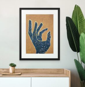 The Seat hand painting by Amma Gyan and lady that paints hands at Amanartis Studios Watford by Amma Gyan Room Mock up