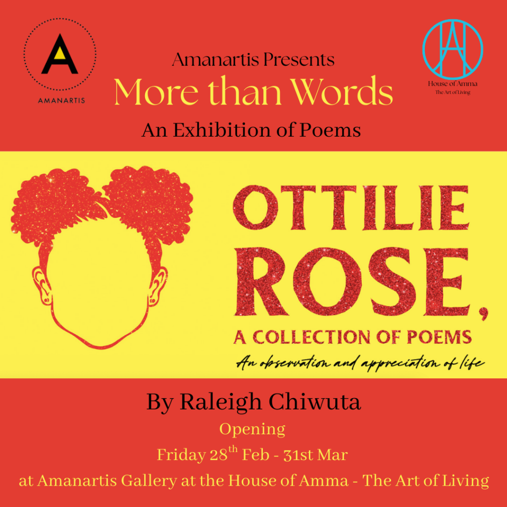 More than words Ottilie Rose by Raleigh Chiwuta exhibition at Amanartis Gallery at the House of Amma - The art of Living